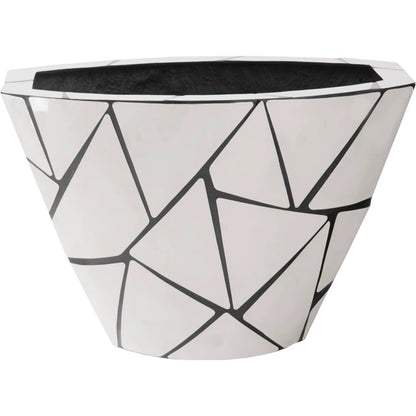 Triangle Crazy Cut Planter by Phillips Collection in silver and stainless steel. Made from resin metal, stainless steel in a modern style.