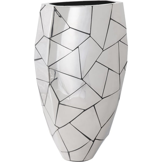 Triangle Crazy Cut Planter by Phillips Collection in silver and stainless steel. Made from resin metal, stainless steel in a modern style.