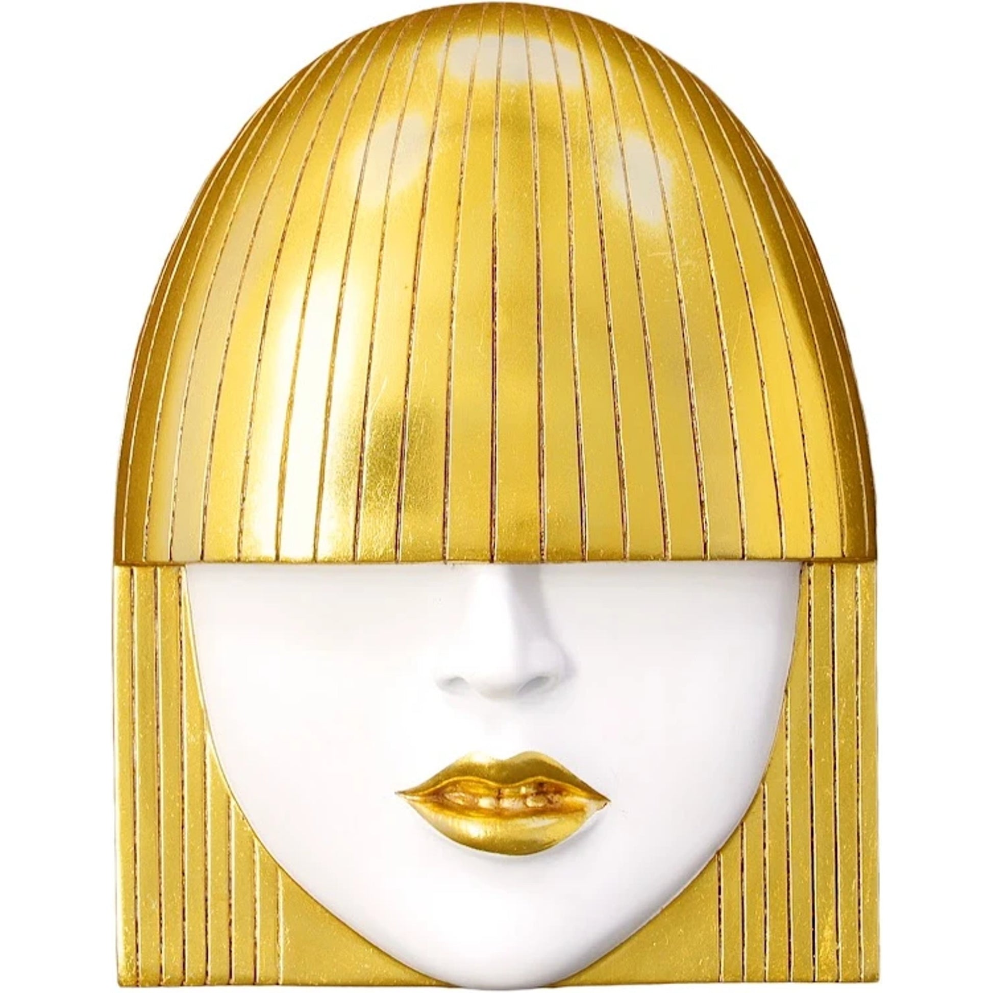Fashion Faces Small White and Gold Wall Art Set by Phillips Collection in white, gold and gold leaf. Made from resin in a modern style.