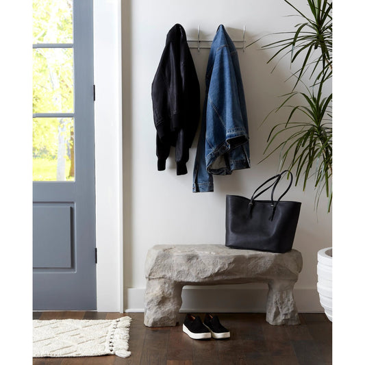 Cast Stone Bench by Phillips Collection in off white and roman stone. Made from resin in a eclectic & global style.