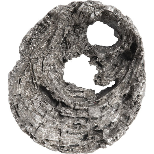 Cast Eroded Wood Circle Wall Tile by Phillips Collection in silver and silver leaf. Made from unique in a transitional style.