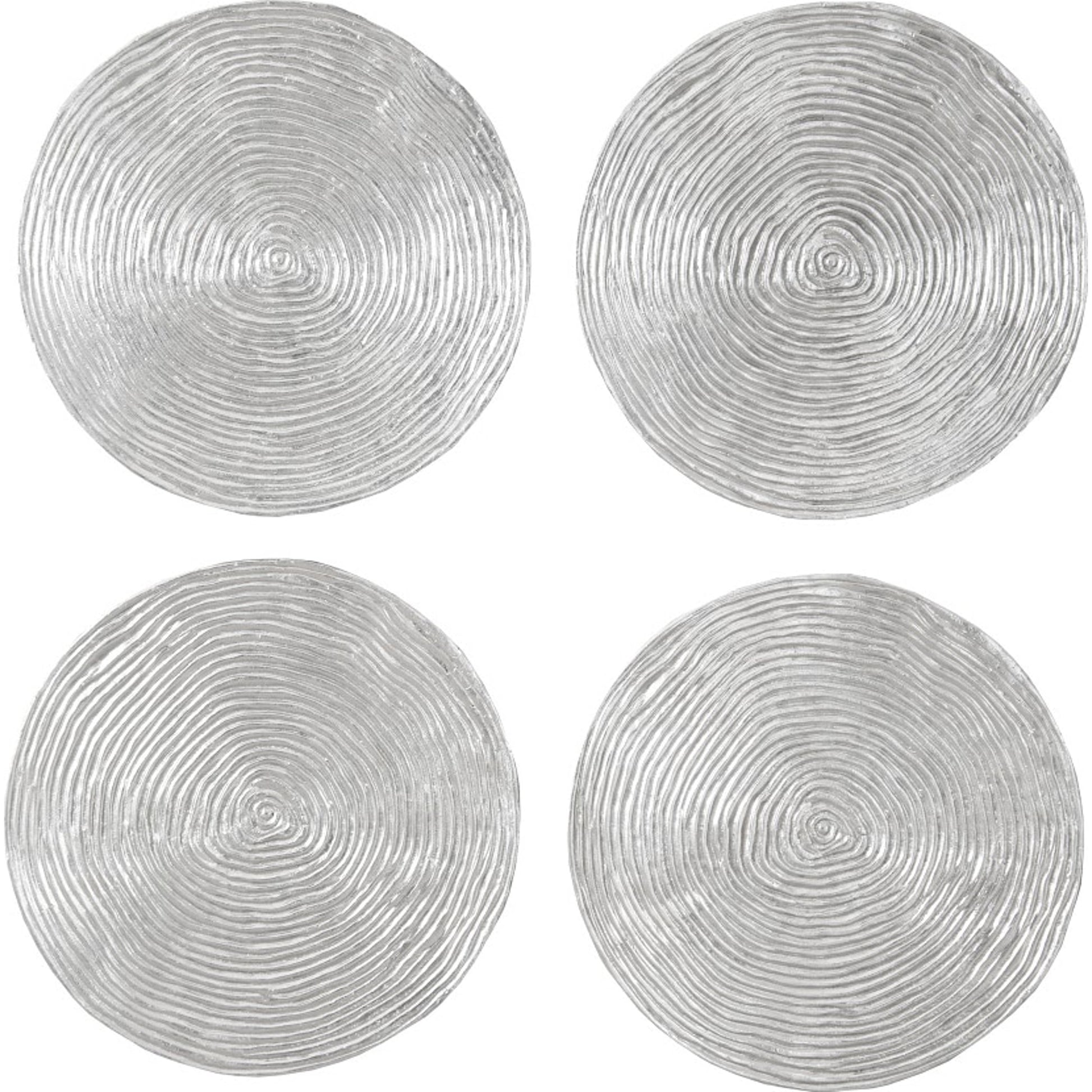 Ripple Wall Disk (Set of 4) by Phillips Collection in silver and silver leaf. Made from resin in a modern style.