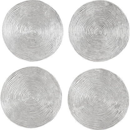 Ripple Wall Disk (Set of 4) by Phillips Collection in silver and silver leaf. Made from resin in a modern style.