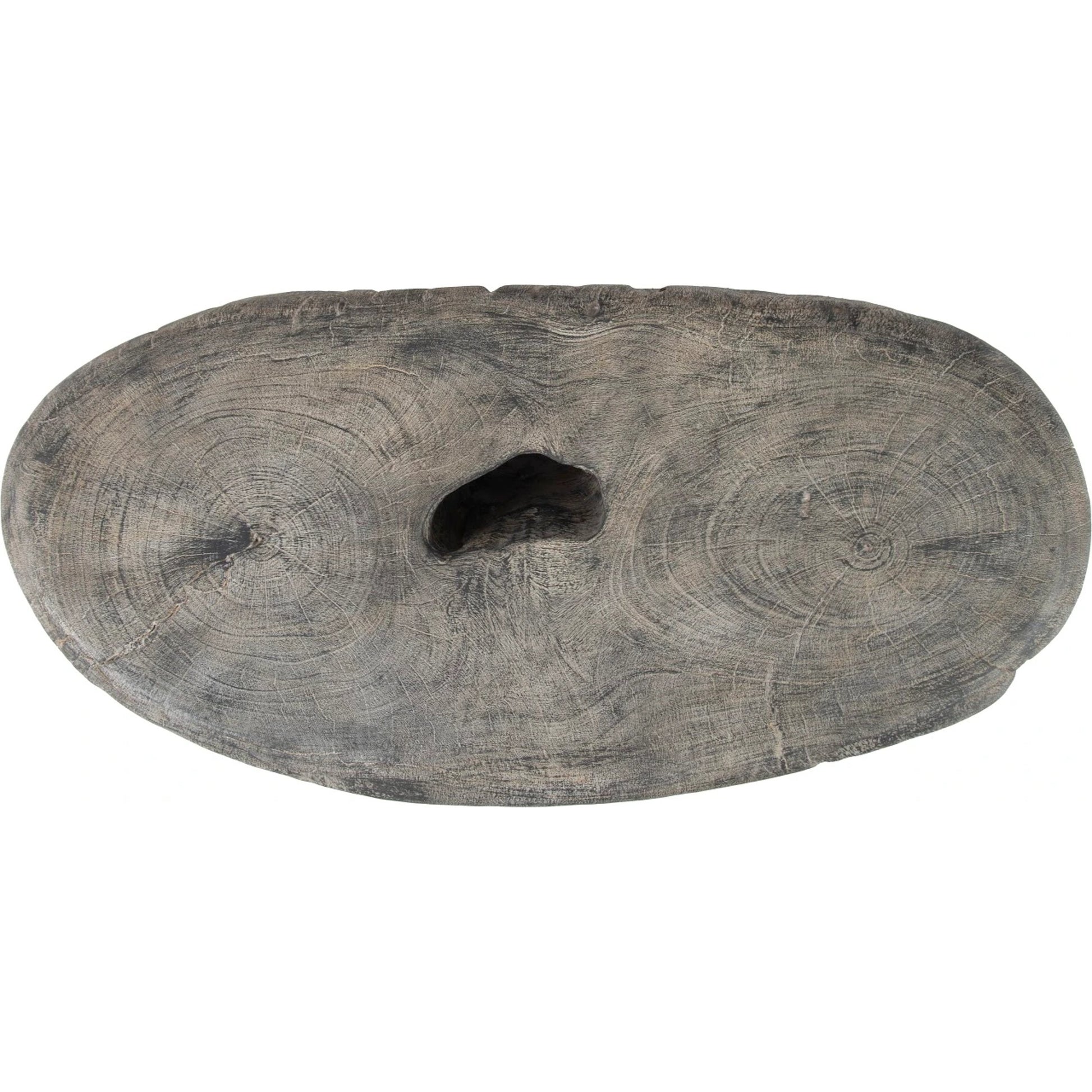 Cast Organic River Stone Coffee Table by Phillips Collection in gray and gray stone. Made from resin in a rustic style.