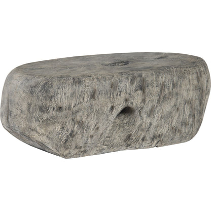 Cast Organic River Stone Coffee Table by Phillips Collection in gray and gray stone. Made from resin in a rustic style.