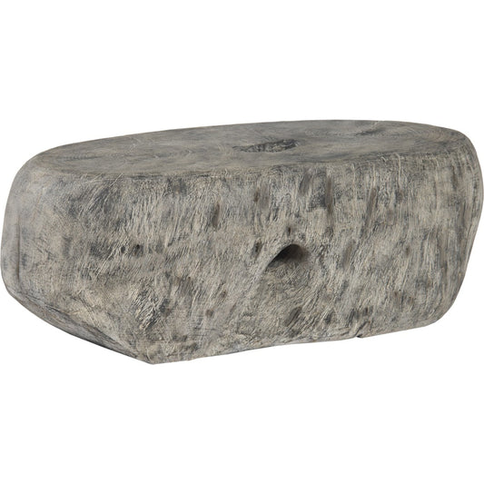 Cast Organic River Stone Coffee Table by Phillips Collection in gray and gray stone. Made from resin in a rustic style.