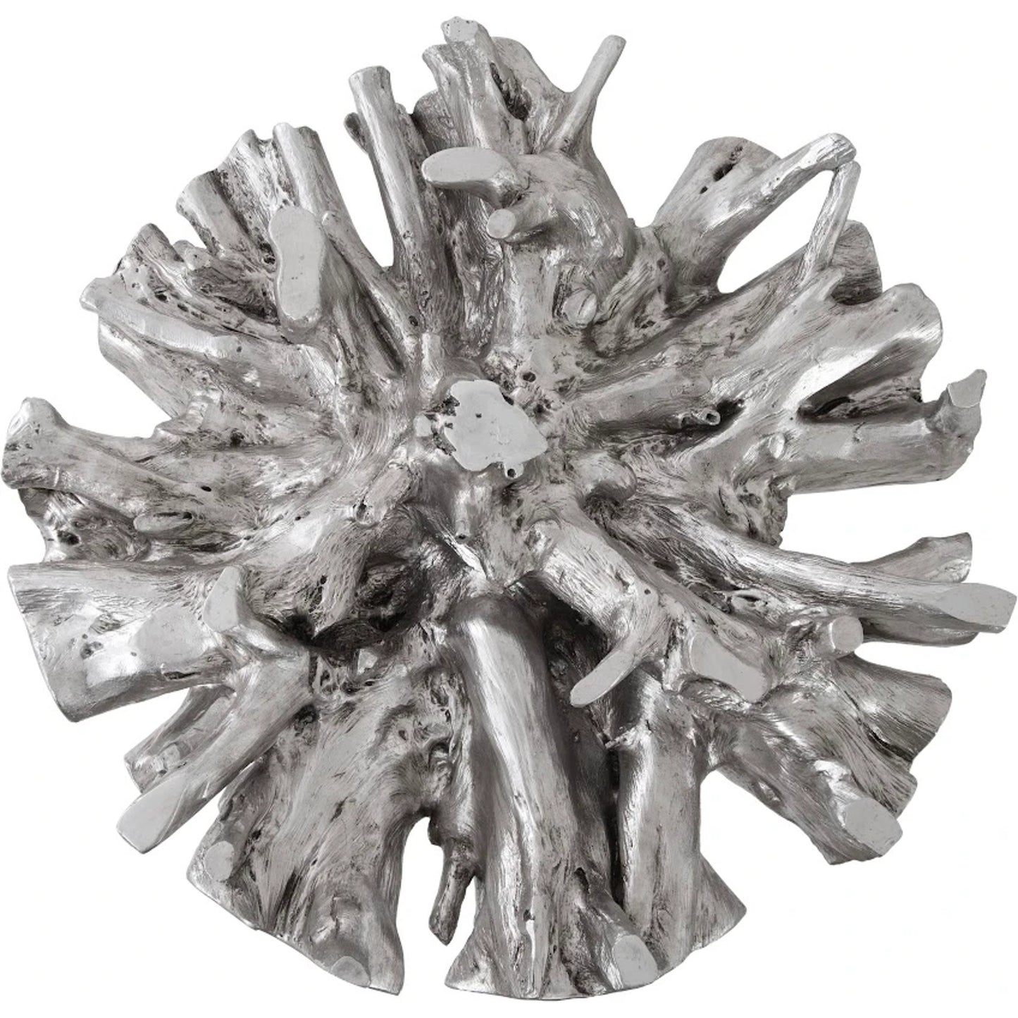 005 SI-1944937 | Additional Silo | Root Small Silver Dining Table Base by Phillips Collection in silver, clear and silver leaf. Made from resin glass in a modern style.