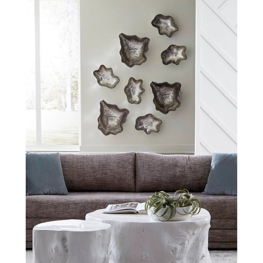 Cast Onyx Wall Sculpture, Silver Leaf by Phillips Collection in silver. Made from resin in a rustic style.