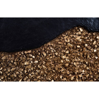 Geode Texture Panel by Phillips Collection in black, gold and gold leaf. Made from resin in a modern style.