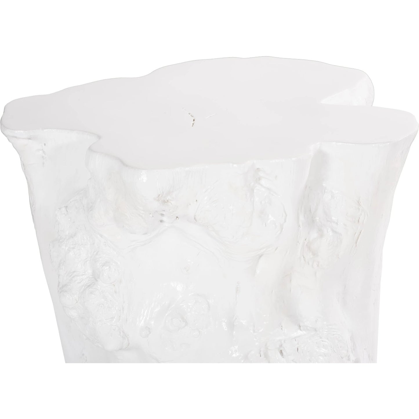 021 SI-1944901 | Closeup | Log White Side Table by Phillips Collection in white and gel coat. Made from resin composite in a eclectic & global style.