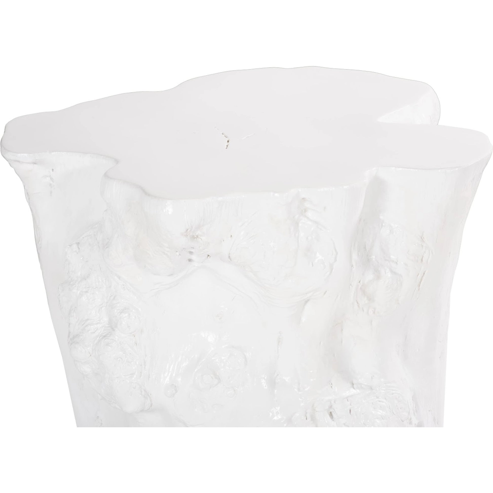 Log White Side Table by Phillips Collection in white and gel coat. Made from resin composite in a eclectic & global style.