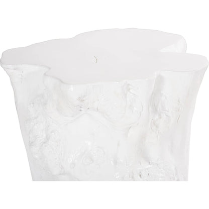 Log White Side Table by Phillips Collection in white and gel coat. Made from resin composite in a eclectic & global style.