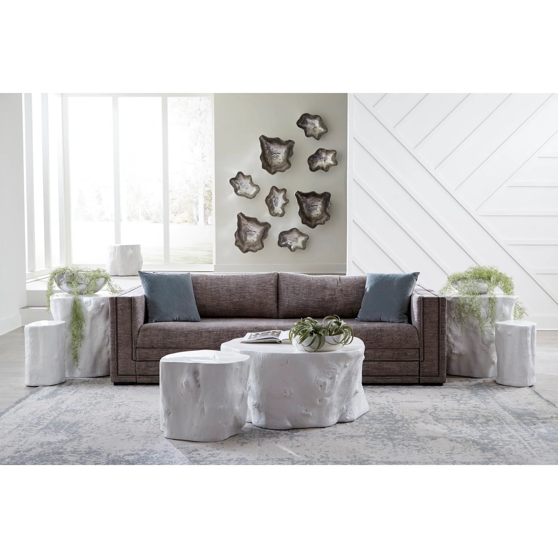 Log White Coffee Table by Phillips Collection in white and white gel coat. Made from resin composite in a eclectic & global style.