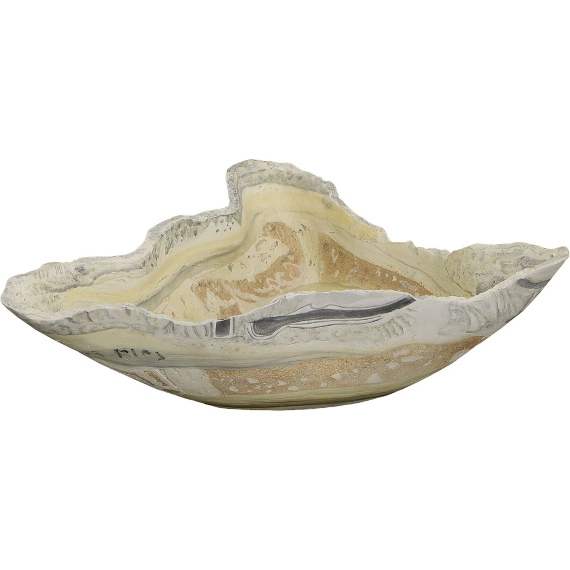 Cast Onyx Bowl Faux Finish, Medium by Phillips Collection in gray. Made from resin in a rustic style.