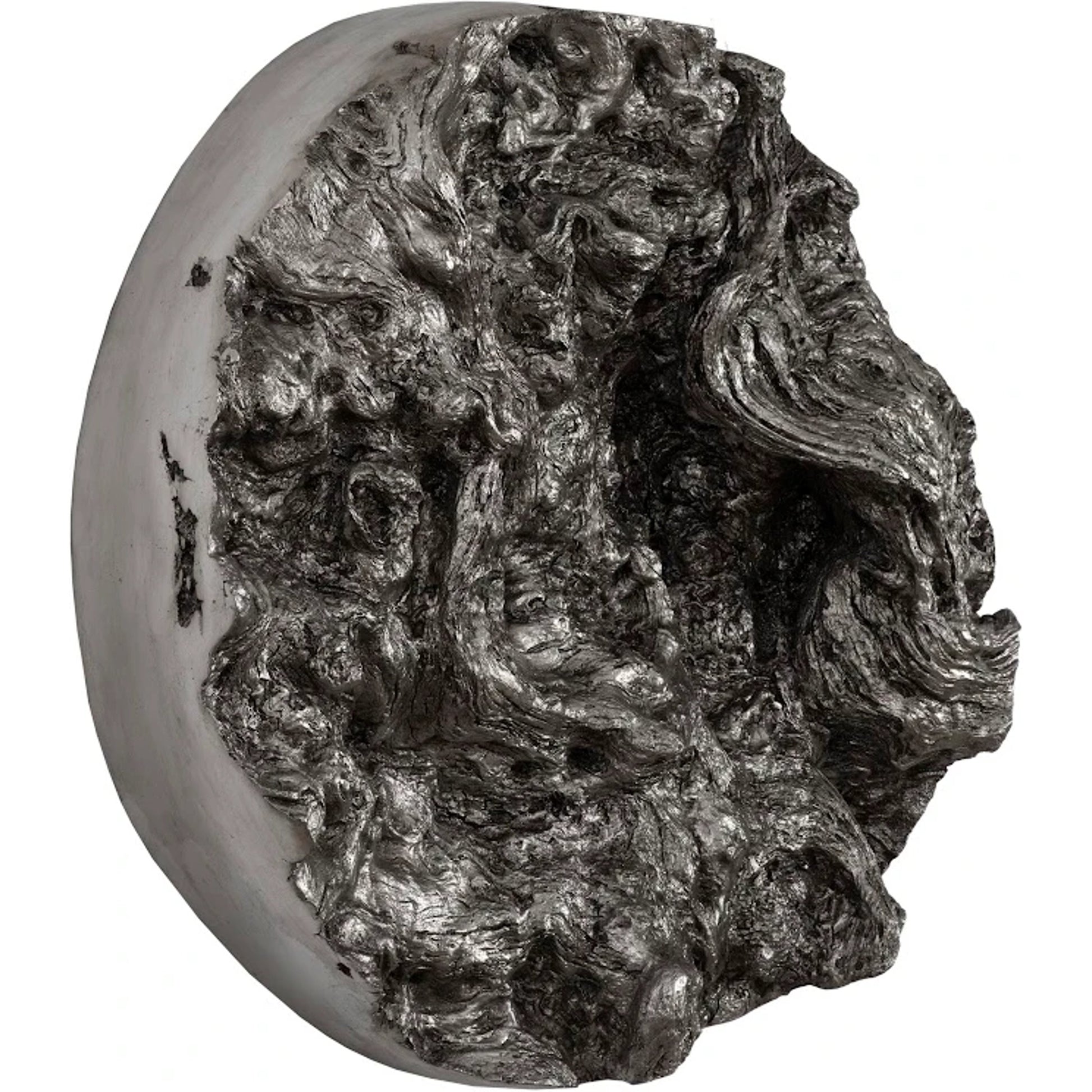 Cast Root Erupting Wall Sculpture by Phillips Collection in silver and silver leaf. Made from resin in a rustic style.