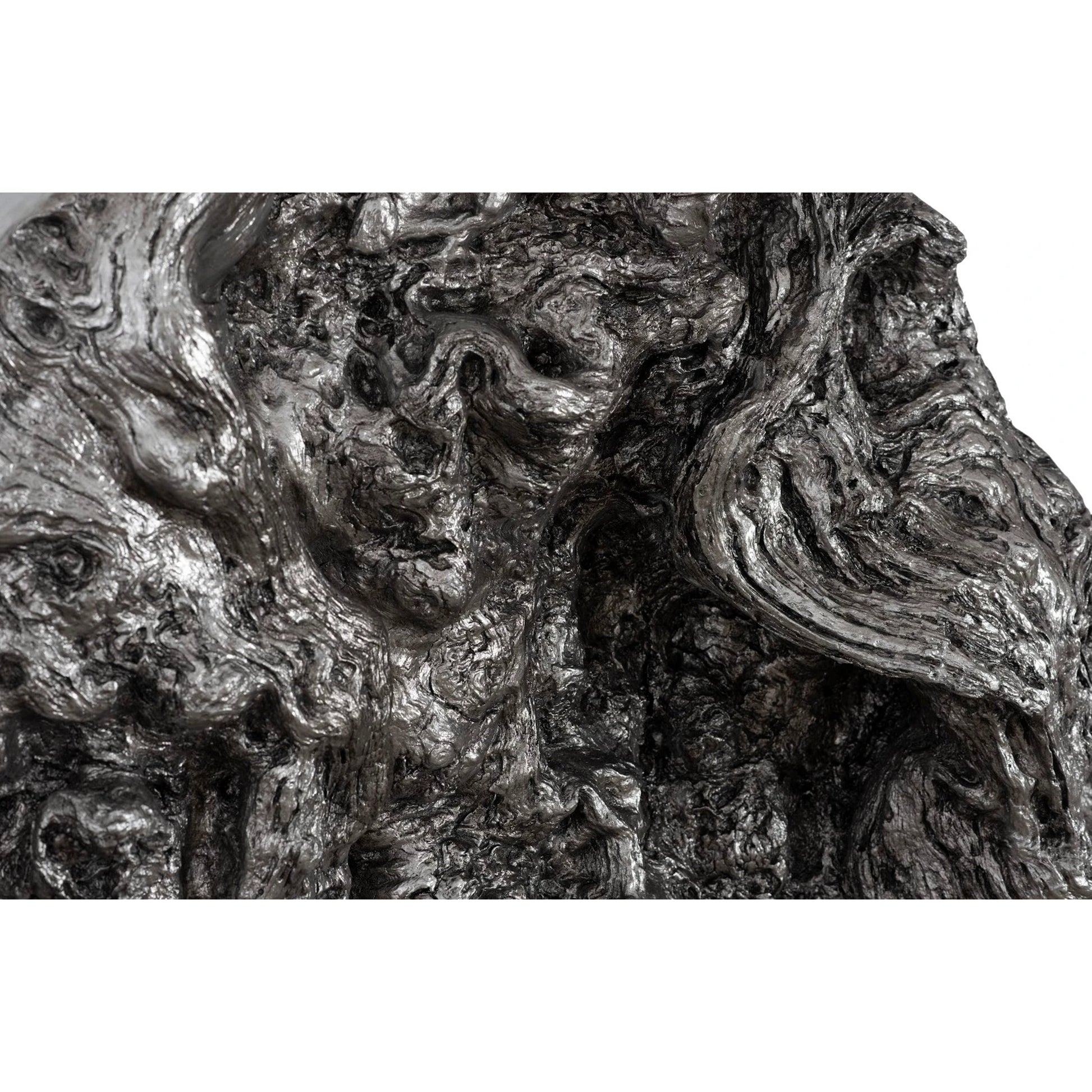 Cast Root Erupting Wall Sculpture by Phillips Collection in silver and silver leaf. Made from resin in a rustic style.