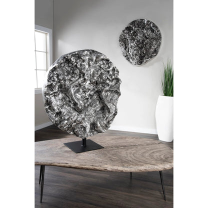 Cast Root Erupting Wall Sculpture by Phillips Collection in silver and silver leaf. Made from resin in a rustic style.