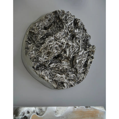 Cast Root Erupting Wall Sculpture by Phillips Collection in silver and silver leaf. Made from resin in a rustic style.