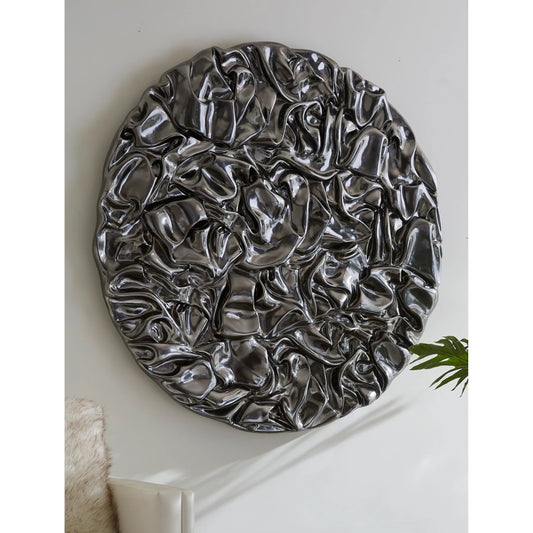 Drape Wall Art II by Phillips Collection in silver and liquid silver. Made from resin in a modern style.