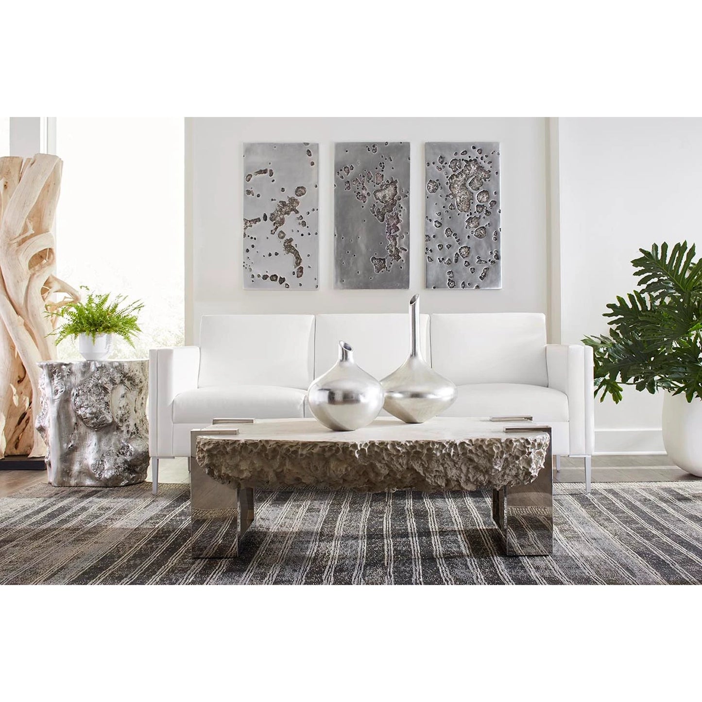 004 SI-1944910 | Lifestyle | Negotiation Ash Coffee Table by Phillips Collection in gray, silver and ash. Made from resin metal in a modern style.