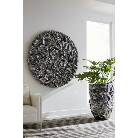 Drape Planter, Liquid Silver by Phillips Collection in liquid silver. Made from resin in a modern style.