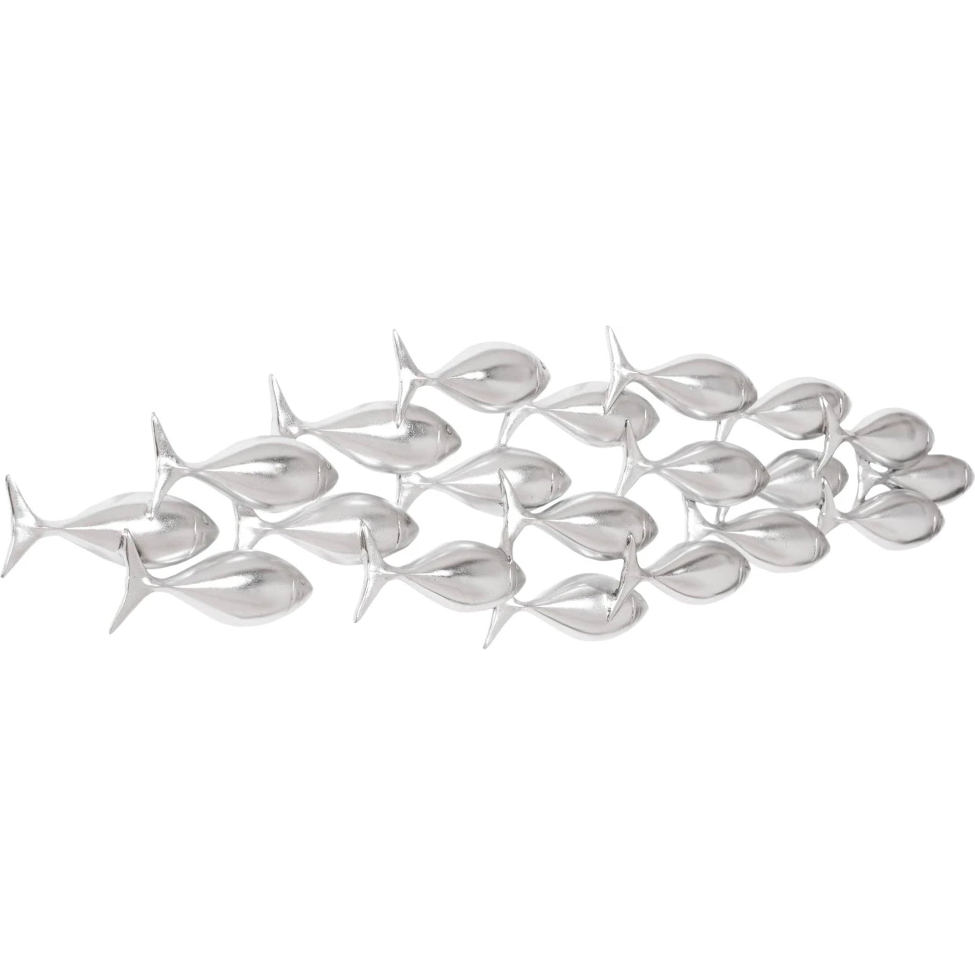 Silver School of Fish Wall Art by Phillips Collection in silver and silver leaf. Made from resin in a modern style.