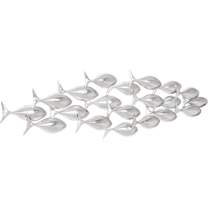 Silver School of Fish Wall Art by Phillips Collection in silver and silver leaf. Made from resin in a modern style.