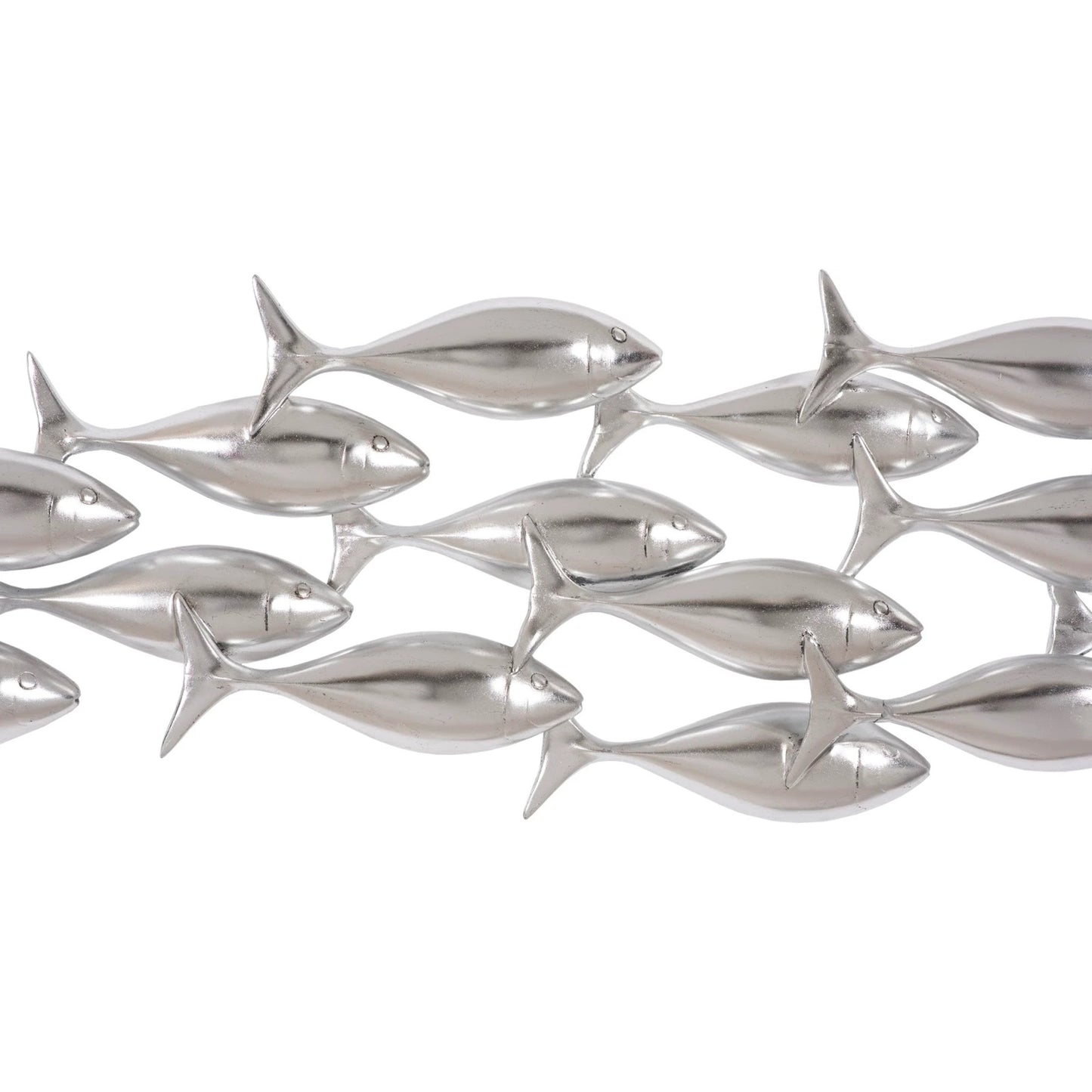 002 SI-1944941 | Closeup | Silver School of Fish Wall Art by Phillips Collection in silver and silver leaf. Made from resin in a modern style.
