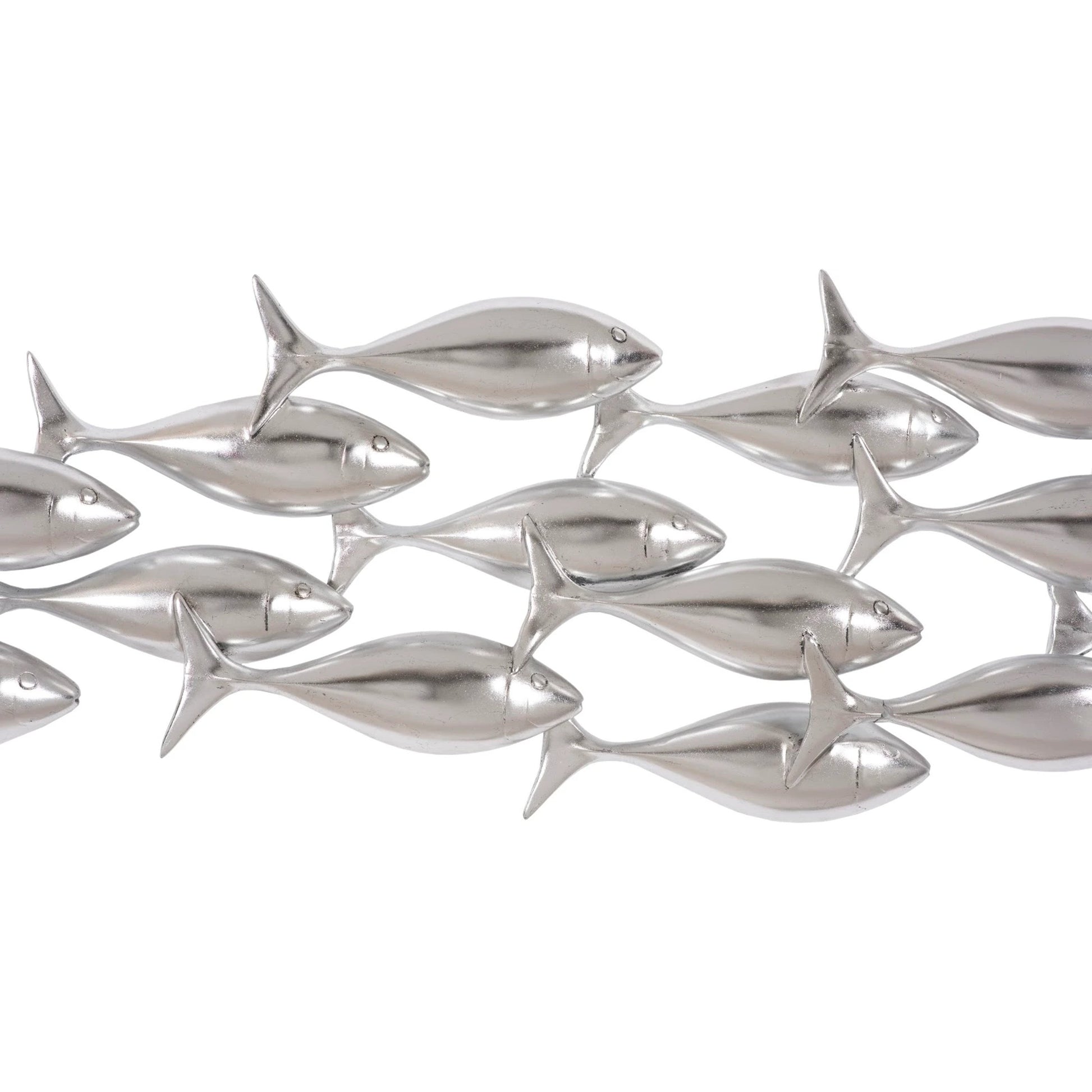Silver School of Fish Wall Art by Phillips Collection in silver and silver leaf. Made from resin in a modern style.
