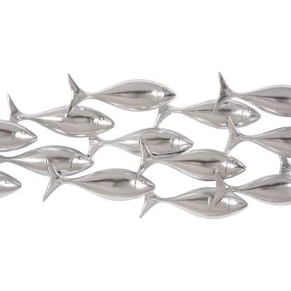 Silver School of Fish Wall Art by Phillips Collection in silver and silver leaf. Made from resin in a modern style.