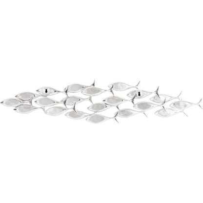 Silver School of Fish Wall Art by Phillips Collection in silver and silver leaf. Made from resin in a modern style.