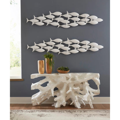 White School of Fish Wall Art by Phillips Collection in white and white. Made from resin in a modern style.