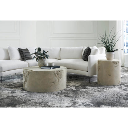 Formation Side Table by Phillips Collection in off white and roman stone. Made from resin in a modern style.