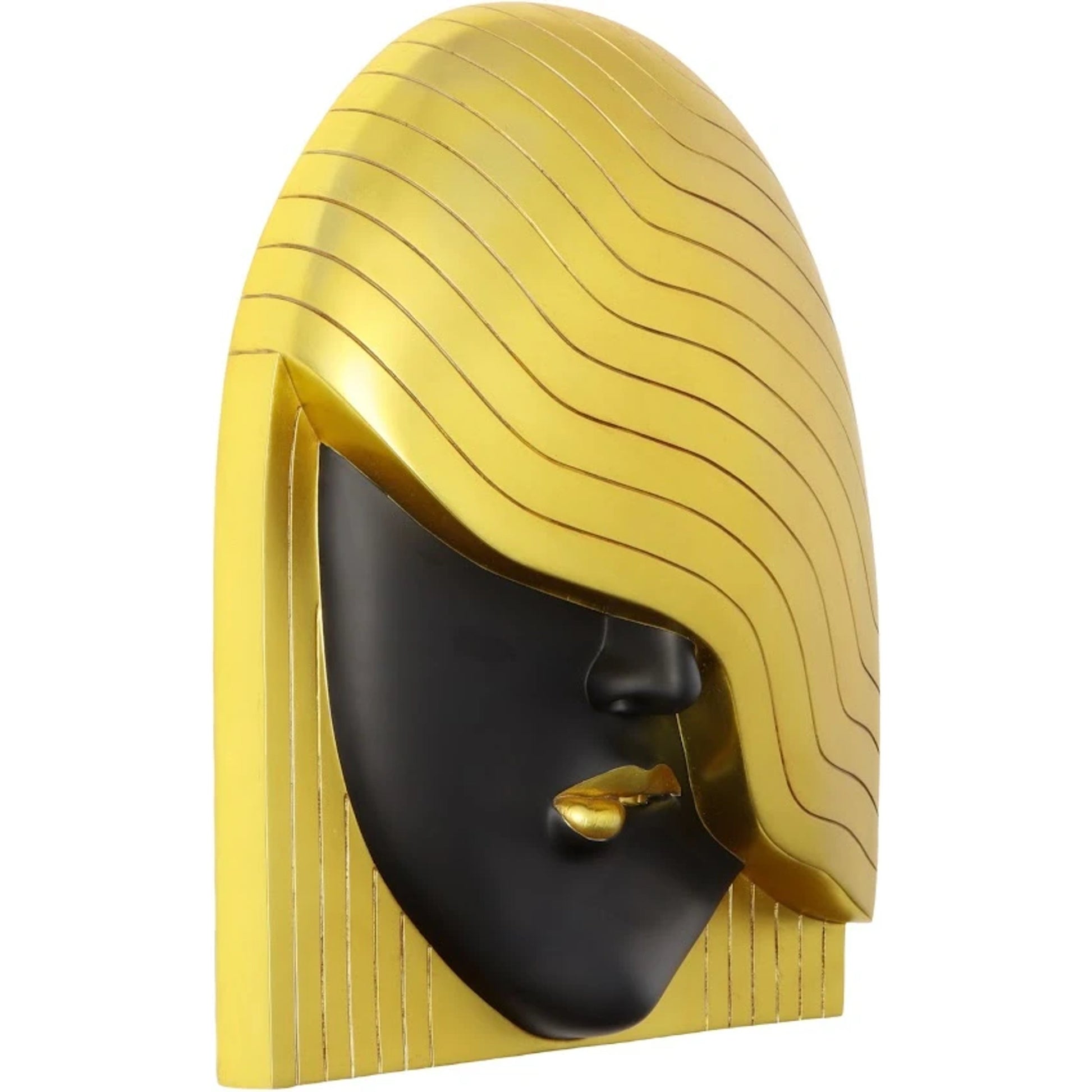 Fashion Faces Wave Large Black and Gold Wall Art by Phillips Collection in black, gold and gold leaf. Made from resin in a modern style.