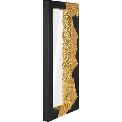 Mercury Rectangular Black Gold Mirror by Phillips Collection in black, gold and gold leaf. Made from resin in a modern style.