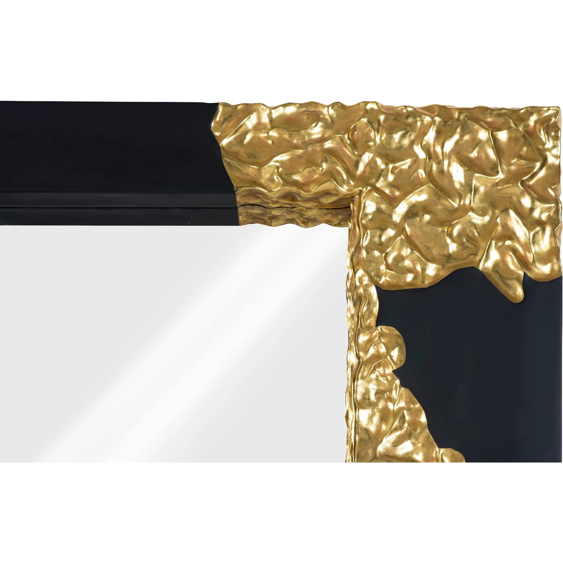 Mercury Rectangular Black Gold Mirror by Phillips Collection in black, gold and gold leaf. Made from resin in a modern style.