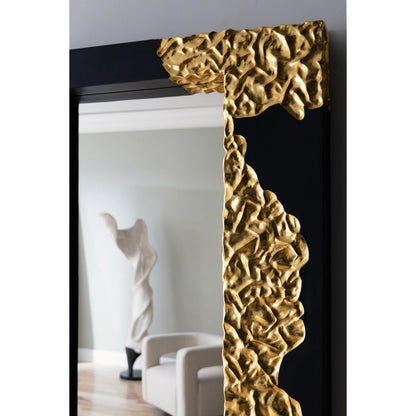 Mercury Rectangular Black Gold Mirror by Phillips Collection in black, gold and gold leaf. Made from resin in a modern style.