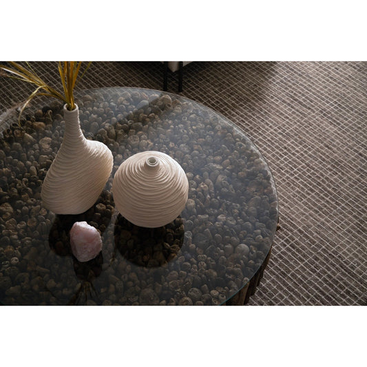 Manhattan Round Coffee Table by Phillips Collection in brown, black. Made from wood glass in a eclectic & global style.