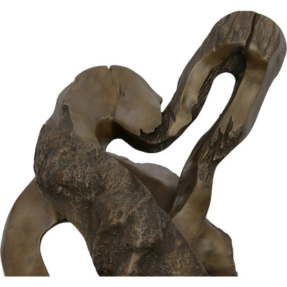 Cast Teak Root Sculpture by Phillips Collection in bronze, brown, black and bronze. Made from resin metal, iron in a rustic style.