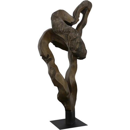 Cast Teak Root Sculpture by Phillips Collection in bronze, brown, black and bronze. Made from resin metal, iron in a rustic style.