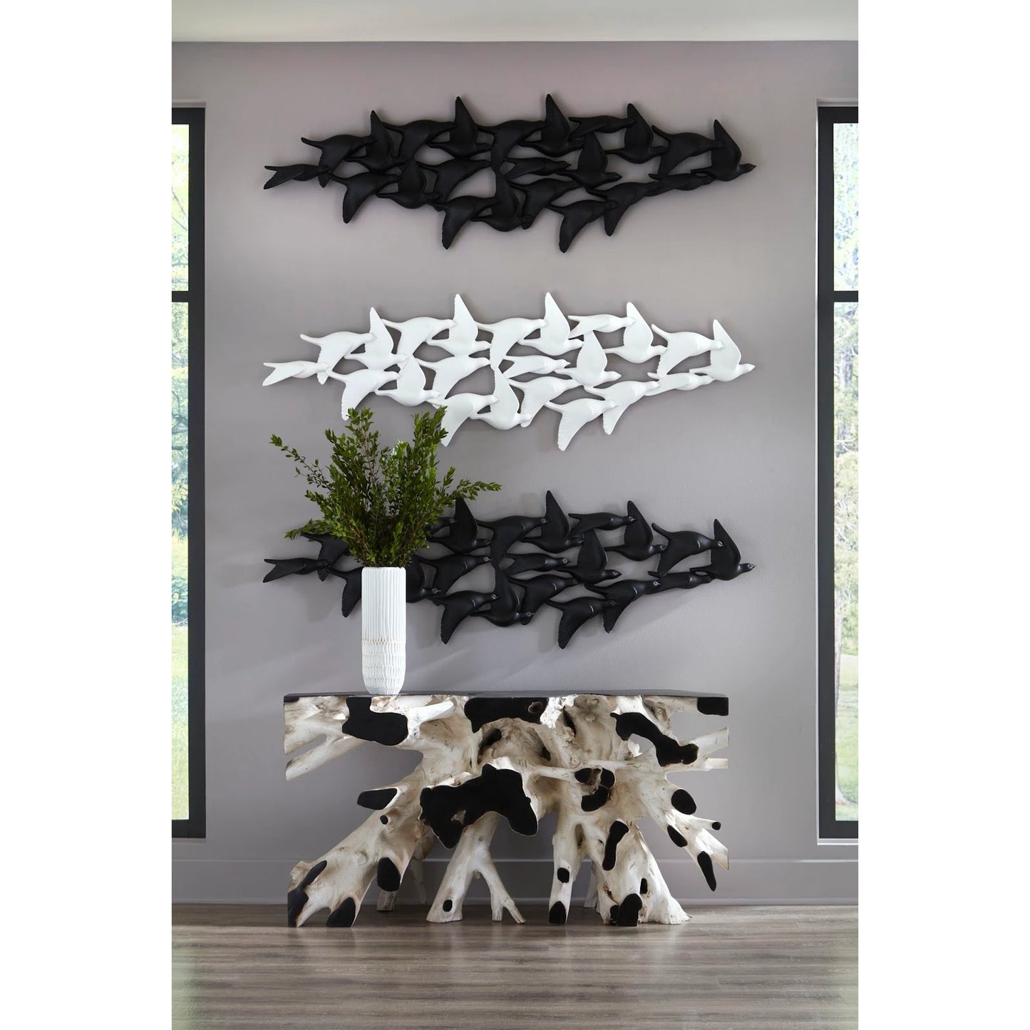 008 SI-2065445 | Lifestyle | Flock of Birds Wall Art by Phillips Collection in matte lacquer. Made from resin in a modern style.