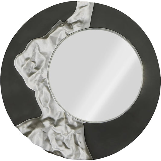 Mercury Mirror by Phillips Collection in black, silver and silver leaf. Made from resin glass in a modern style.