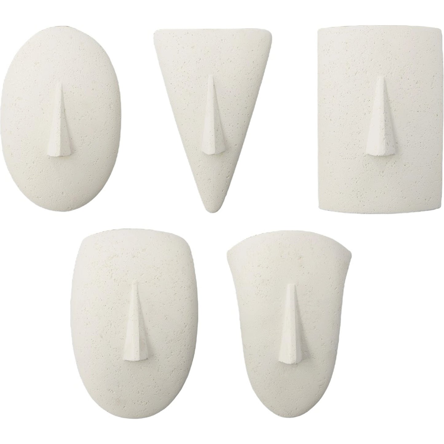 001 SI-2065453 | Primary Silo | Geometric Cycladic Wall Art (Set of 5) by Phillips Collection in white and white stone. Made from resin in a modern style.