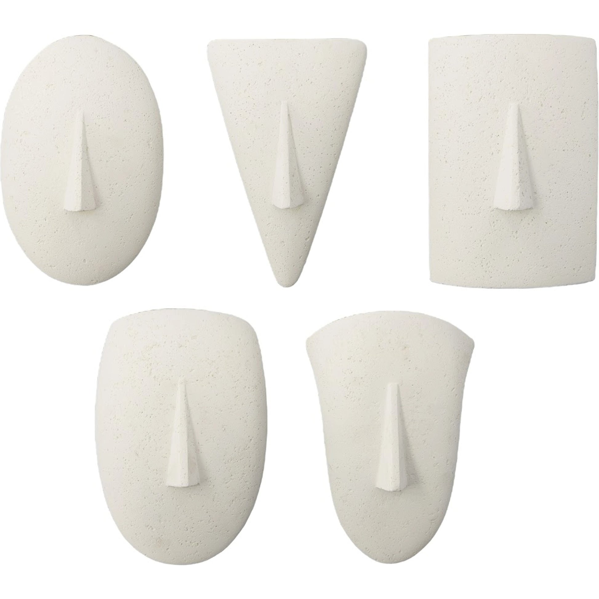 Geometric Cycladic Wall Art (Set of 5) by Phillips Collection in white and white stone. Made from resin in a modern style.