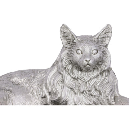 Cat Sculpture Silver Leaf by Phillips Collection in silver and silver leaf. Made from resin in a modern style.