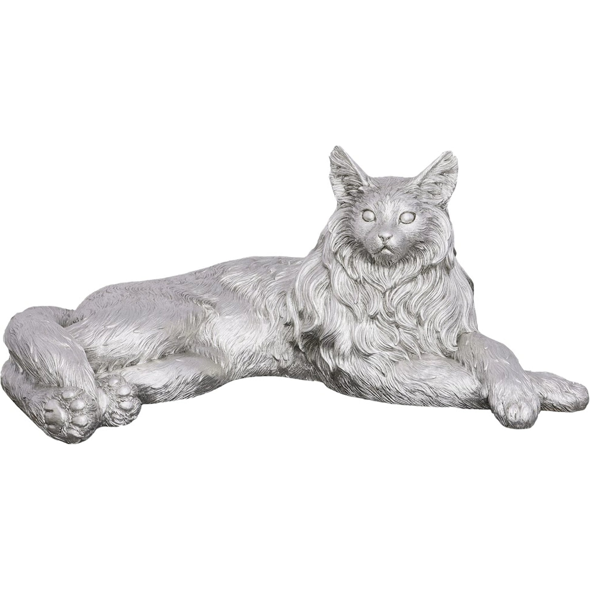 Cat Sculpture Silver Leaf by Phillips Collection in silver and silver leaf. Made from resin in a modern style.