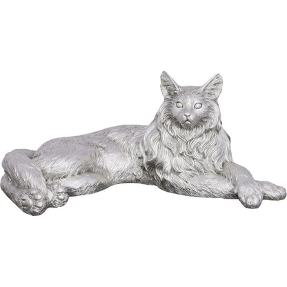 Cat Sculpture Silver Leaf by Phillips Collection in silver and silver leaf. Made from resin in a modern style.