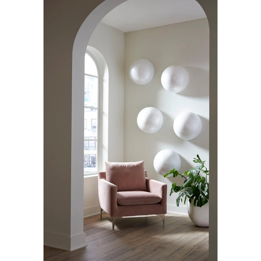 Sphere-In-Half Wall Sculpture by Phillips Collection in pearl white. Made from resin in a modern style.