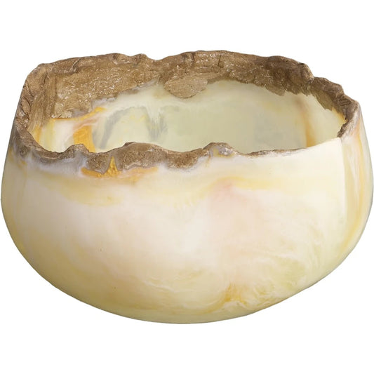 Cast Onyx Bowl, White Cloud by Phillips Collection in white cloud. Made from resin in a rustic style.