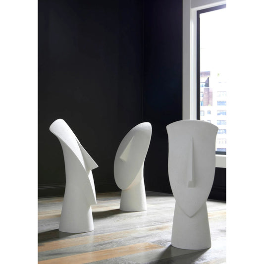 Cycladic Triangle Head Sculpture by Phillips Collection in white stone. Made from resin in a modern style.